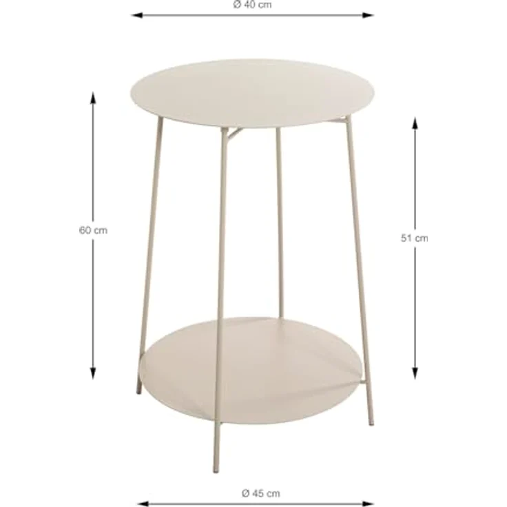 XXXL Beistelltisch, Rund, Hellgrau, Metall, 60 cm Durchmesser, für Wohnzimmer – Bild 3
