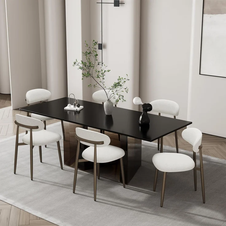 MALOL Esszimmerstühle 6er Set, Gepolsterte Stühle Esszimmer, Küchenstühle, Esstisch Stühle mit geschwungener Rückenlehne & Metallfüßen, moderne Stoffstühle für Küche, Wohnzimmer und Gastronomie, Beige