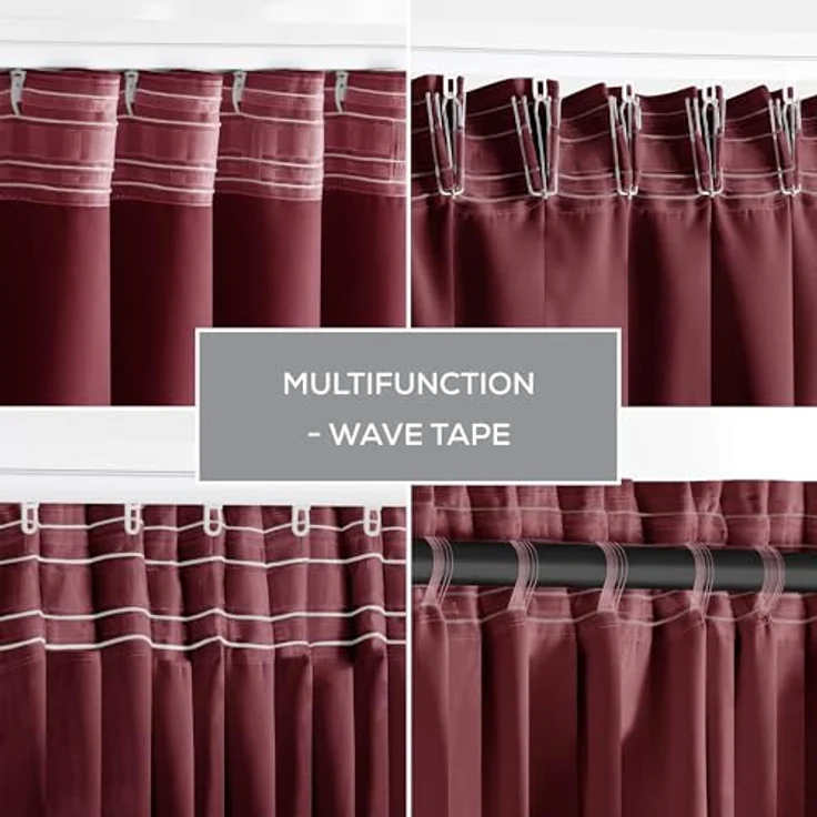 RESTILO Blackout Vorhang 140x270 cm weinrot 1 St. Kräuselband Verdunkelungsvorhang Blickdicht Fensterdekoration Dekoschal Dekorvorhang Blackout – Bild 8