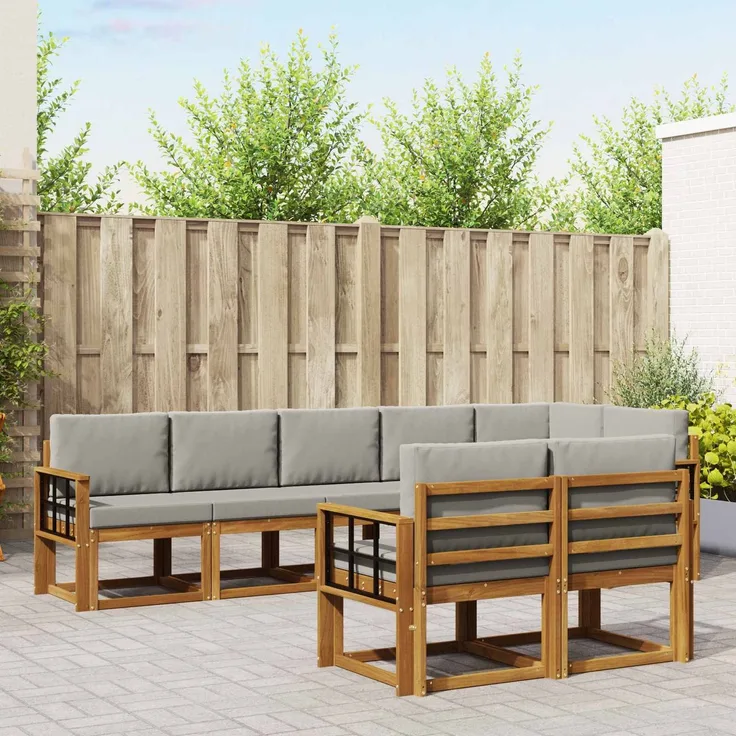 vidaXL Outdoor-Sofagarnitur 8 stk. 8-Sitzer Natur und Hellgrau 3366579
