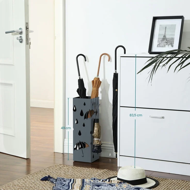 Songmics Regenschirmständer, Metall Anthrazit, 15,5 x 15,5 x 49 cm – Bild 6