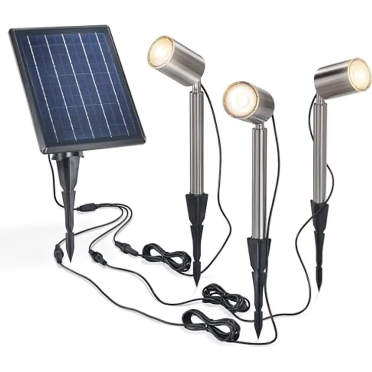 esotec LED Gartenstrahler 3er Set Solarstrahler POWER TRIO, Duo Color 3000K 6000K outdoor 102705, LED fest integriert
