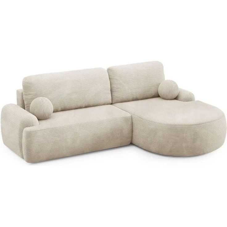 Lookway Ecksofa CLEO CORD Rundes Ecksofa mit Schlaffunktion und Bettkasten – Bild 2