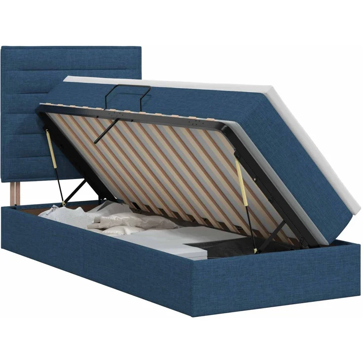 vidaXL Aufbewahrungsbett mit Matratze Blau 90 x 200 cm Stoff 3459419 – Bild 2