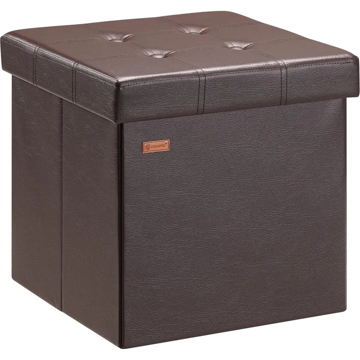 Casaria Sitzhocker, mit Stauraum Braun Faltbar Deckel Kunstleder Gepolstert 38x38x38cm