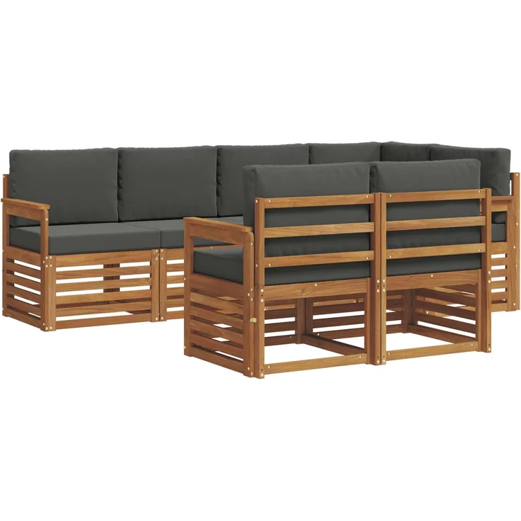vidaXL Outdoor-Sofagarnitur 7 stk. 7-Sitzer Natur und Anthrazit 3374957 – Bild 2