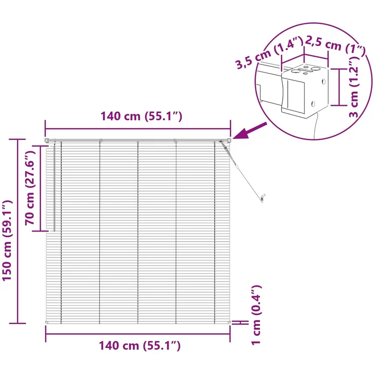 vidaXL Venezianische Jalousie Weiß 150 x 140 cm 25 mm PVC 42003716 – Bild 10