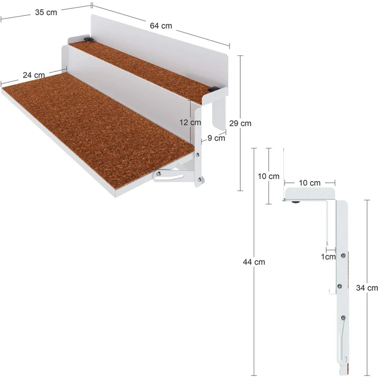 FORFUN Tischregal - Ideal für kleine Balkone - Weiß - Verstellbares Balkonregal Levira – Bild 4