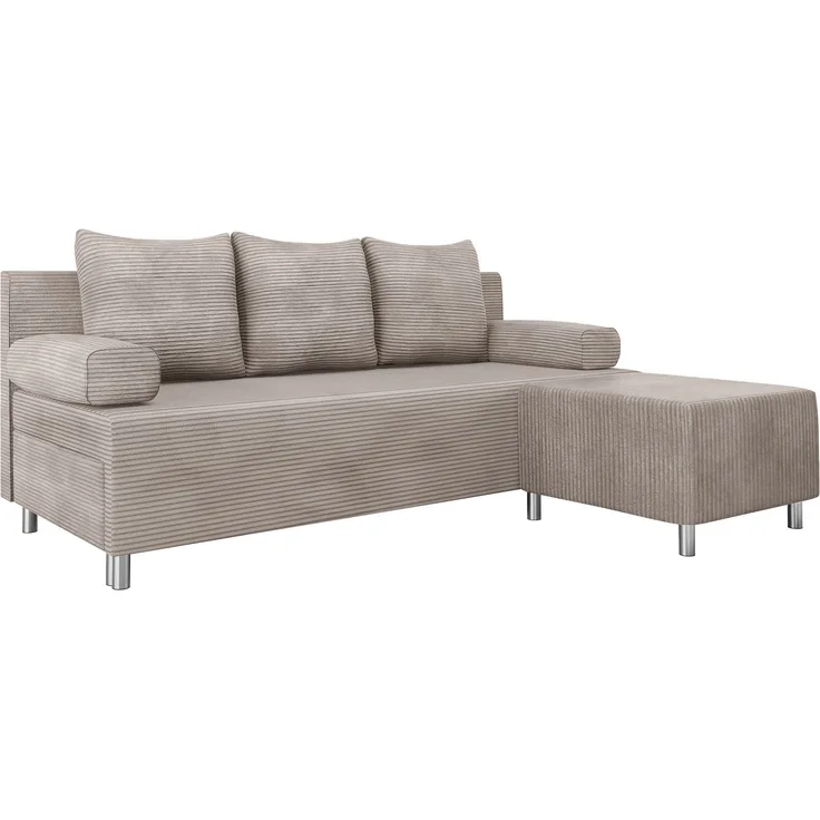 Schlafsofa Dover Cord (Sofa mit Polsterhocker, Farbe: Poso 03)
