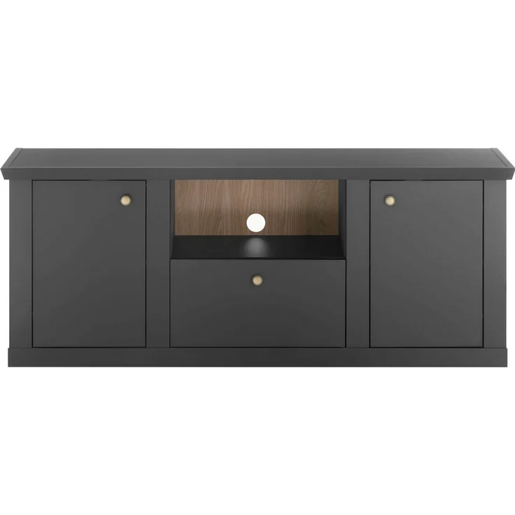 Home affaire Lowboard Lincoln, moderner TV-Schrank, schwarze Kommode, TV-Unterschrank, edles Design, messingfarbene Knopfgriffe, in 2 Größen verfügbar – Bild 3