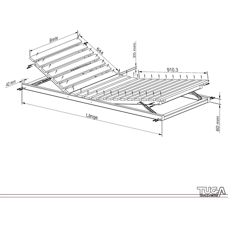 Ergonomischer Holzrahmen Kopf- und Fußteil verstellbar ''Ergo-Eva'' 80 190 Fichte – Bild 9