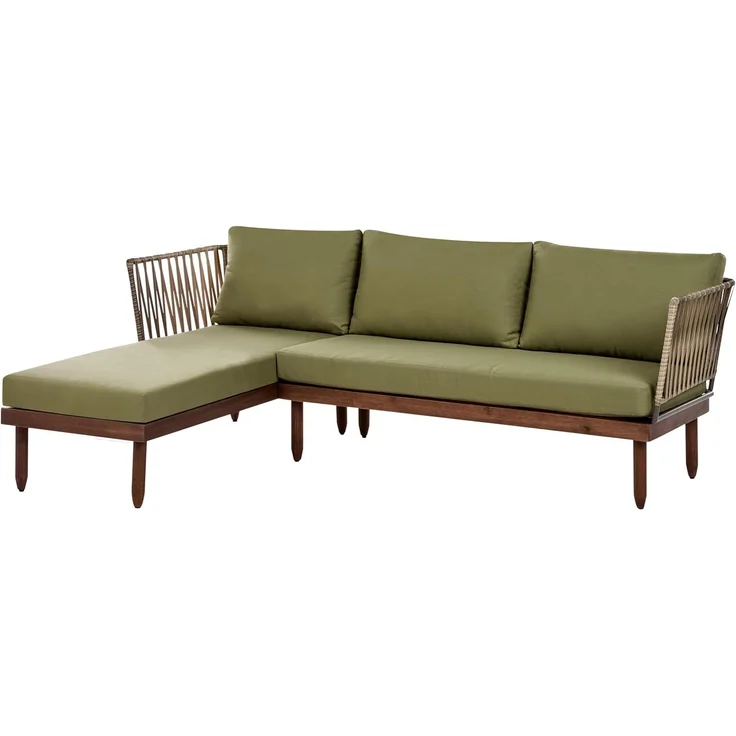 Lounge Set mit Tisch 4-Sitzer CREMONA Akazienholz Dunkelbraun Grün rechtsseitig – Bild 5