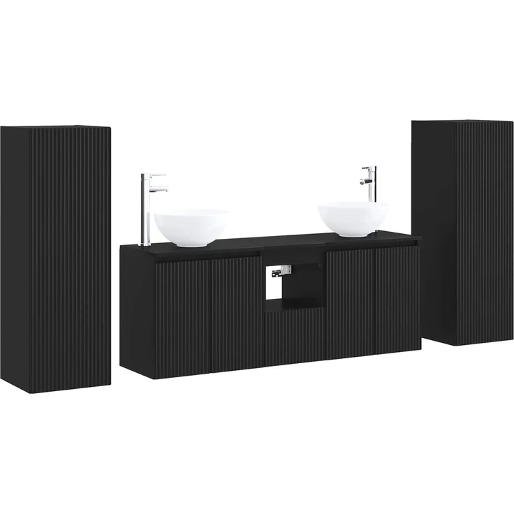 vidaXL Badezimmermöbel-Set 5 stk. Schwarz 33 x 34,5 x 100 cm 3405984 – Bild 2