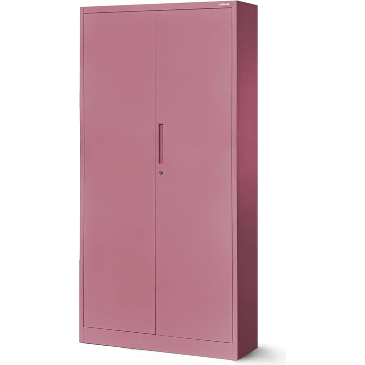 Jan Nowak Aktenschrank C001 Büroschrank Metallschrank Stahlschrank Aufbewahrungsschrank Pulverbeschichtet 4 Verstellbare Fachböden Abschließbar 185 x 90 x 40 cm (Rosa)