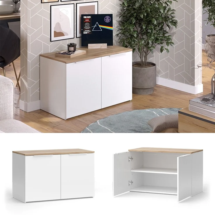Vicco 'Wido' Kommode mit 2 Türen, Holzspannplatte weiß, 80 x 50 x 40 cm – Bild 2