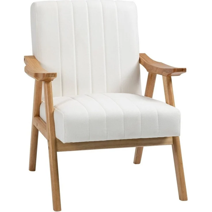 HOMCOM Relaxsessel Polsterstuhl mit Armlehnen in Samtoptik (Loungesessel, 1-St, Ohrensessel), Cremeweiß 68 x 74 x 82 cm – Bild 5