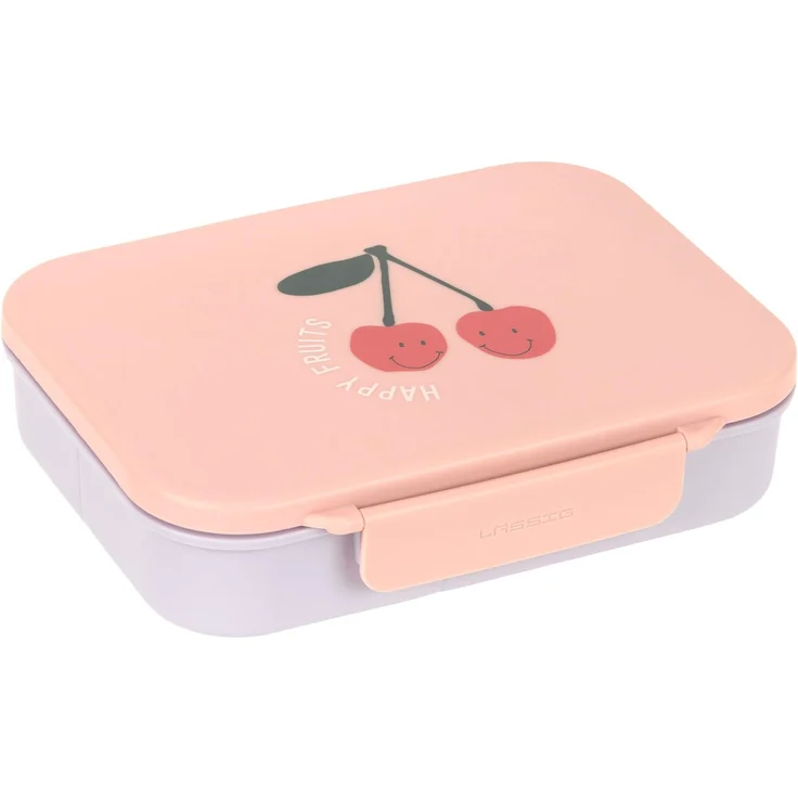 LÄSSIG Kinder Bento Lunchbox Brotdose mit Fächern Happy Fruits Cherry