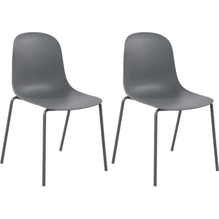 CLP 2er Set Stühle Hardin, stapelbare gartenstühle, wetterfest und UV-beständig,dunkelgrau