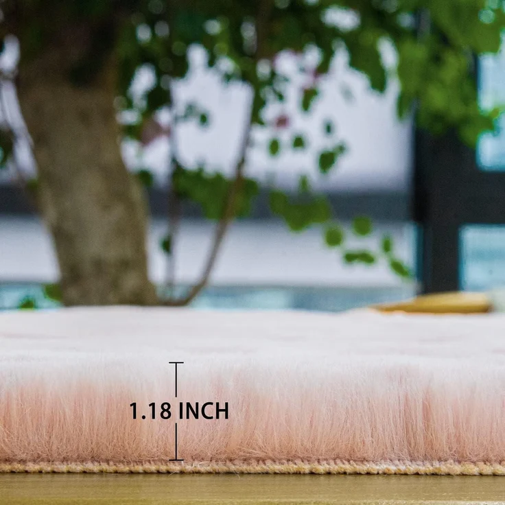 Teppich Fellteppich Kunstfell 120 x 180 cm (Fellform) Rosa Altrosa – Bild 7