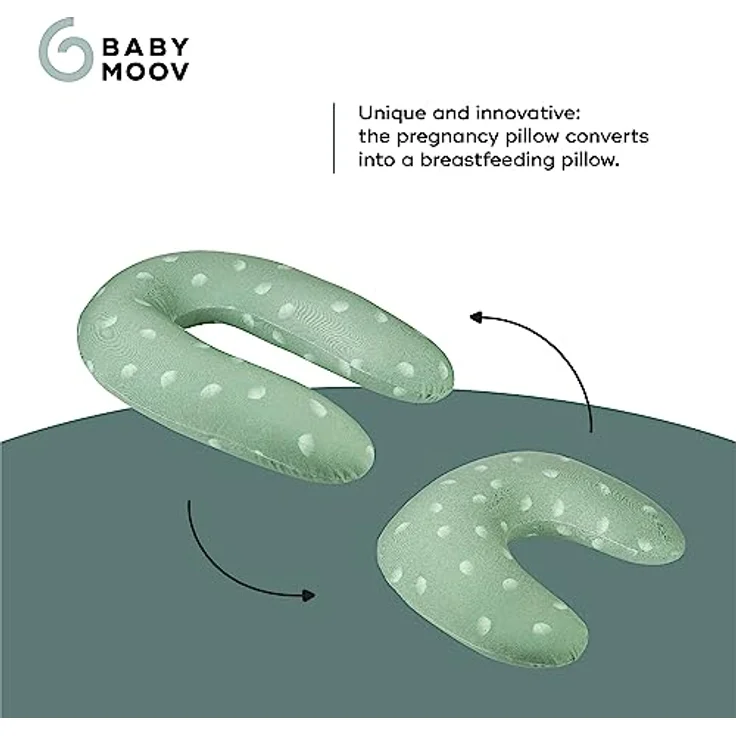 Babymoov Stillkissen 2 in 1 B-Love, Mikroperlen-Füllung mit 2 Organic-Bezügen, Wind Green – Bild 3