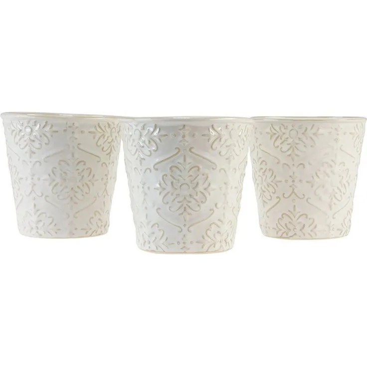 Viana Übertopf Keramik Übertopf Weiß Ø11cm H11cm 3er-Set Pflanztopf, 3 Stück