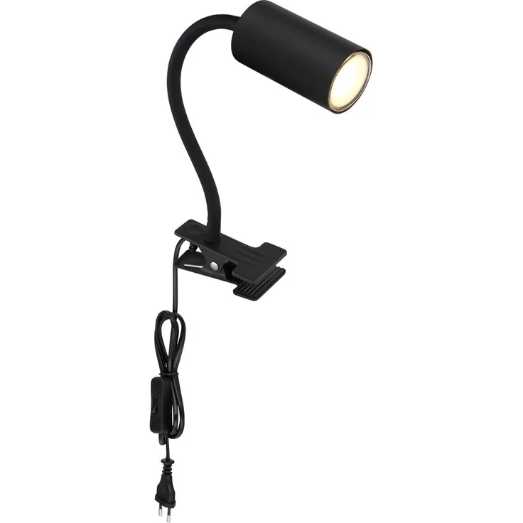 Tischlampe, Klemmleuchte, Metall, schwarz, Flexo-Spot, GU10