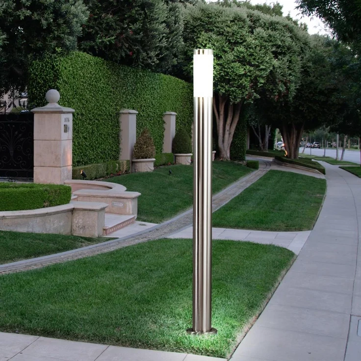 LED Stehlampe, Edelstahl, opal, H 110 cm – Bild 4