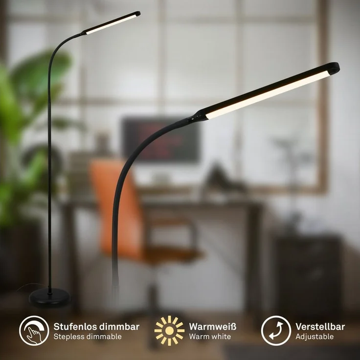 BRILONER - LED Stehlampe mit Touch, dimmbar, Speicherfunktion, Leselampe, Wohnzimmerlampe, Schlafzimmer Deko, Deckenfluter, Standleuchte, Stehleuchte, 21x170 cm, Schwarz – Bild 3