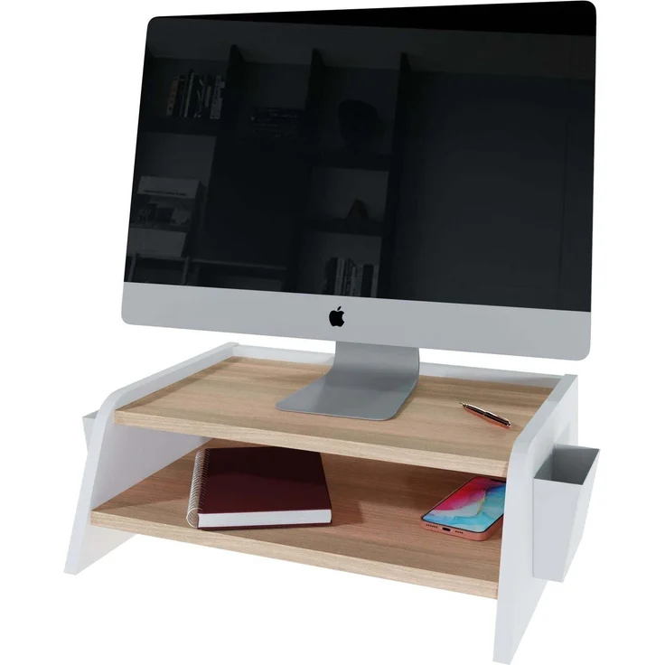 Butley Monitorständer – Schlanker und funktionaler Schreibtischständer, Weiß Levira – Bild 4