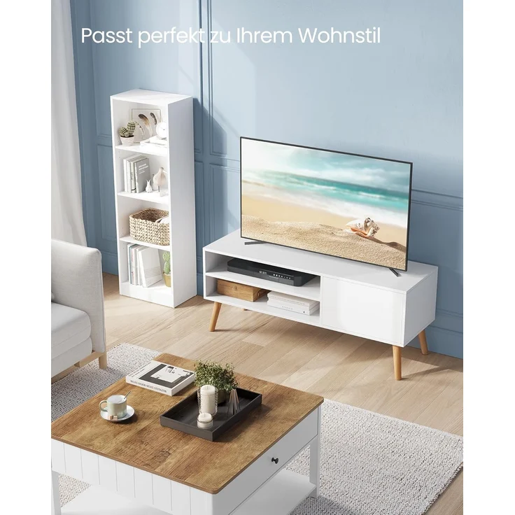Vasagle TV-Schrank für Fernseher bis zu 55 Zoll, Holz weiß, 120 x 40 x 49 (BxTxH) cm – Bild 4