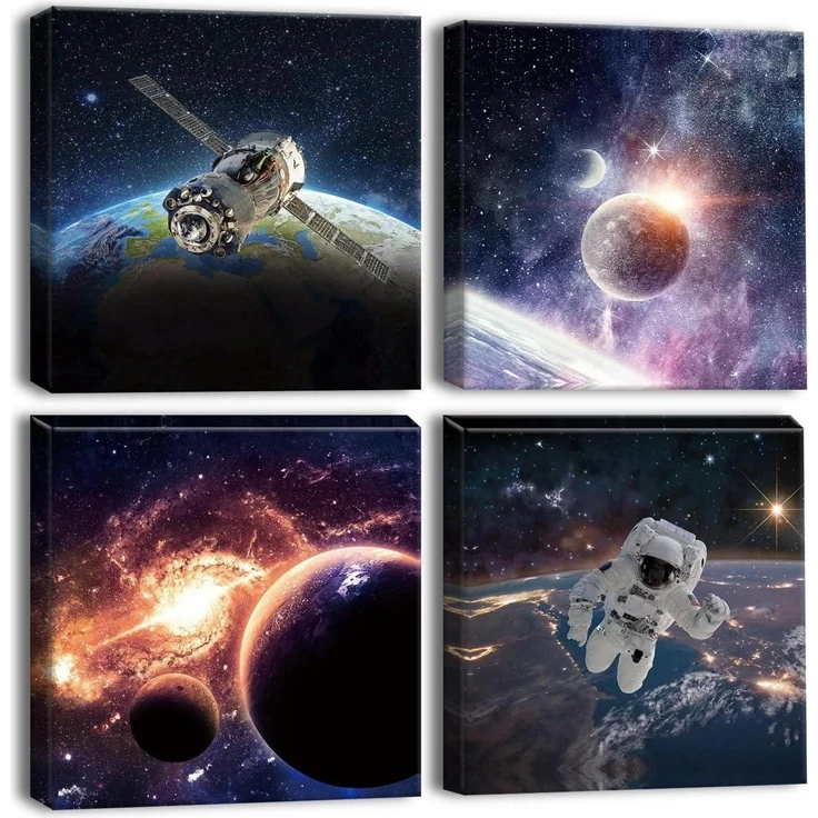 Leinwandbilder 4 Teilig Kunstdruck Planet Universum Raum 30x30cm – Bild 1