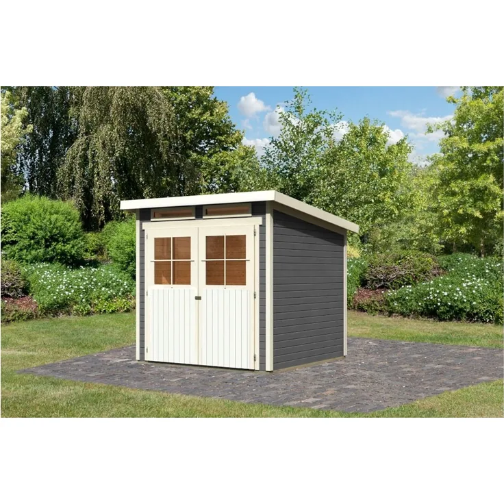 Karibu Gartenhaus 19mm Glücksburg 3 Gerätehaus 213x217 cm terragrau