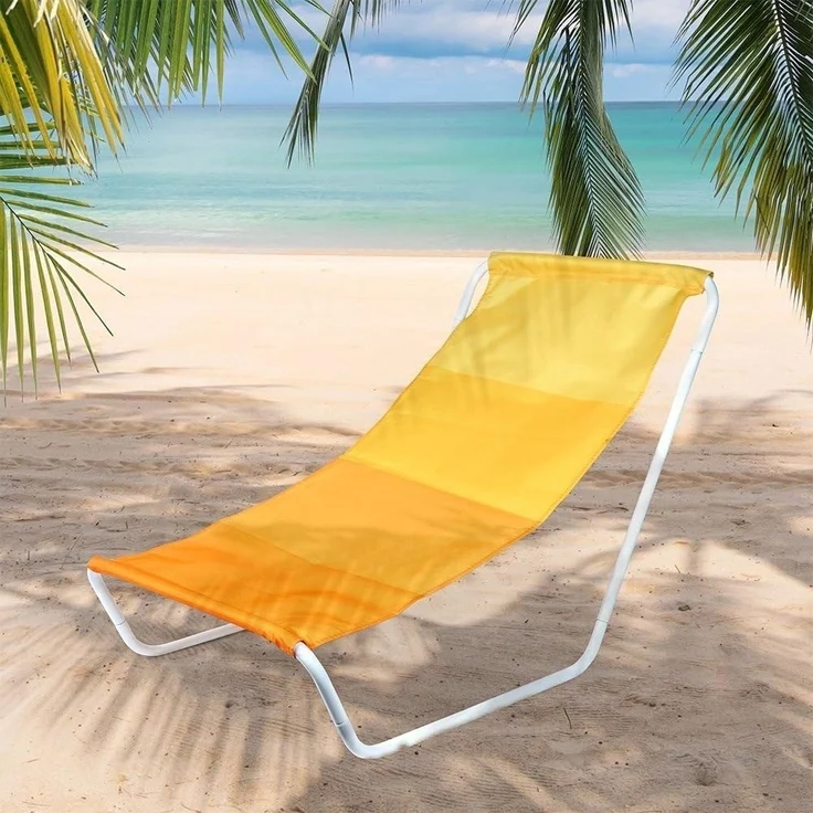 Vilde - Gartenliege Sonnenliege Klappbar - Sonnenliegen - Klappbare Garten Liege Gartenliegen Leicht - Strandliege Liegestuhl Balkon Balkonliege - Strandstuhl tragbar - gelb oange – Bild 2
