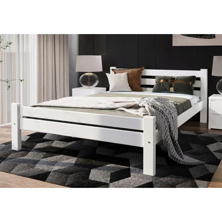 Home Collective Bettgestell Massivholzbett, Einzelbett mit Lattenrost & sicherem Lack, 210 x 172 x 72 cm, Weiß – Bild 4