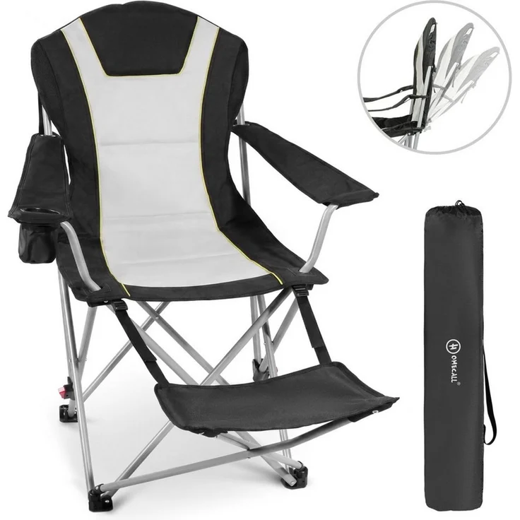 HOMECALL Campingstuhl mit fußstütze Klappstuhl Angelstuhl Faltbar gepolstert gartenstuhl (2-in-1-Funktion gartenstuhl klappbar campingstuhl mit fußablage), 3 fach Verstellbare Rückenlehne – Bild 1