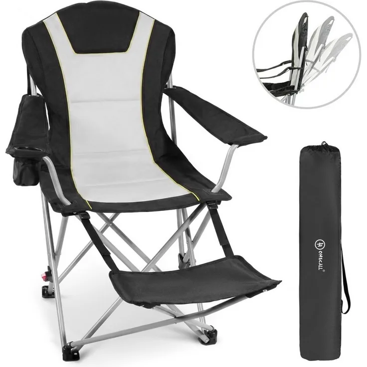 HOMECALL Campingstuhl mit fußstütze Klappstuhl Angelstuhl Faltbar gepolstert gartenstuhl (2-in-1-Funktion gartenstuhl klappbar campingstuhl mit fußablage), 3 fach Verstellbare Rückenlehne