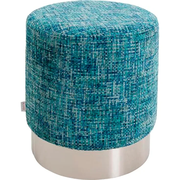 Kare Design Hocker Berry High, Silber/Hellblau, Ø39cm, Sitzhocker, Rund, Minimalistich, Pflegeleicht, Flur