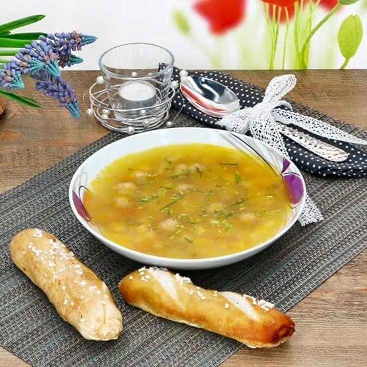 MamboCat Suppenteller 6er Set Viola Suppenteller 450ml Porzellan 6 Personen tiefe Teller – Bild 3