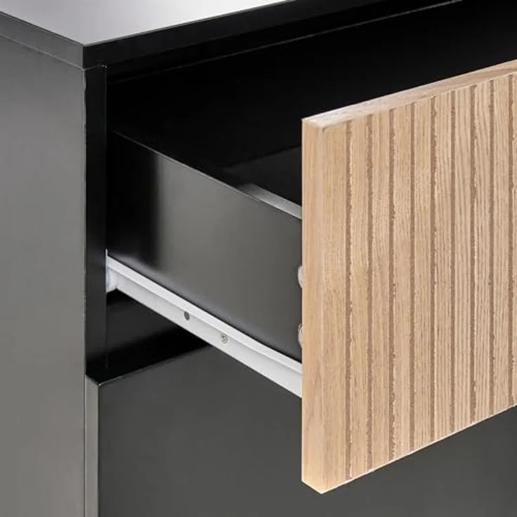 Sideboard mit 2 Türen BLYTHE Naturfarbene Esche Schwarz – Bild 7