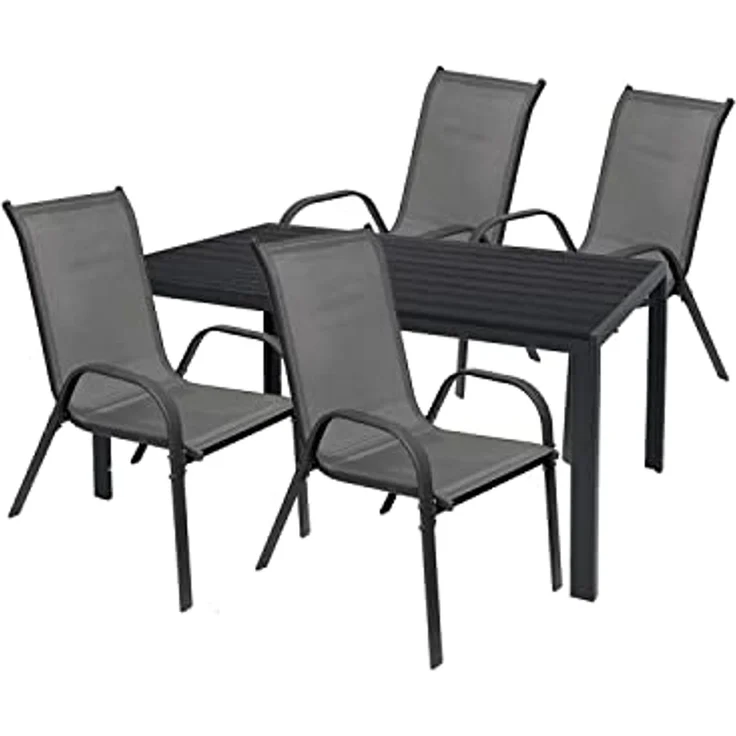 Gartengarnitur Sitzgarnitur 5-teilig L125xB70cm Non-Wood Anthrazit – Bild 2