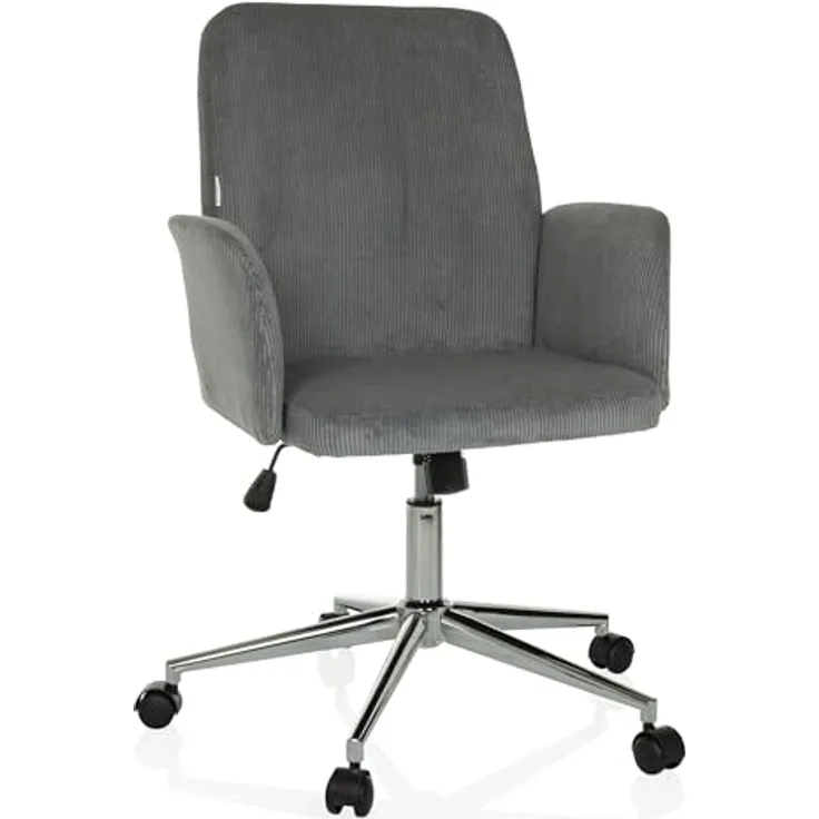 MID.YOU Drehstuhl Grau, Textil, mit Armlehnen und Drehkreuz, 70 cm, für Arbeitszimmer