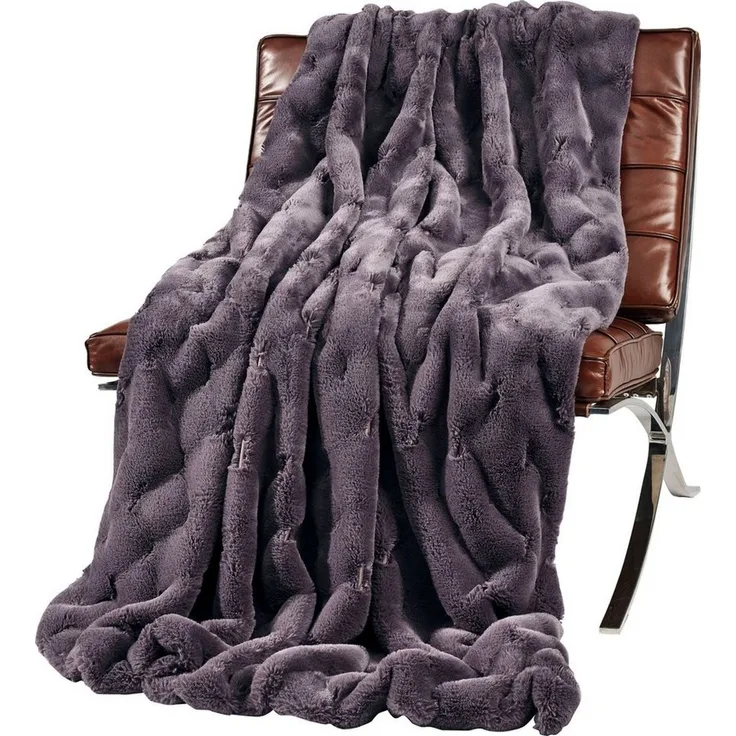 Webpelzdecke Felldecke Kuscheldecke Plaid 150x200 Rhombus anthrazit 40083