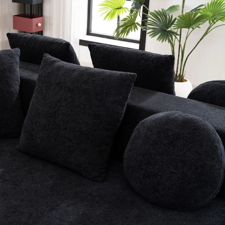 ZUBALIYA Modulares Sofa mit Chenille - Bezug, mit breiten Armlehnen, modular aufgebaut, mit Schaumstoffpolsterung – Bild 11