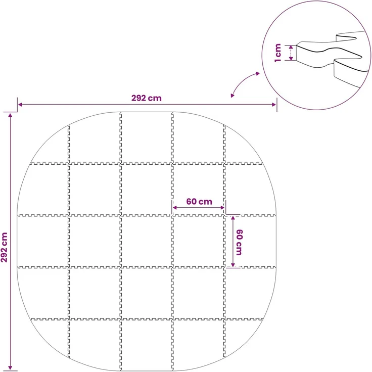 vidaXL Pool Bodenschutzmatte 25 Stk. Ø 292 cm Rund EVA-Schaum Grau 42042637 – Bild 8