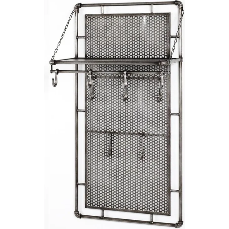 Garderobenleiste Wandgarderobe Pipe klappbare Ablage 9 Haken Metall anthrazit
