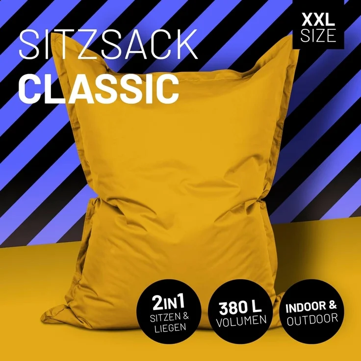 Lumaland Sitzsack XXL Bean Bag Riesen-Sitzkissen 380L 140x180cm Special Edition, Wasserfester Indoor & Outdoor BeanBag mit EPS-Perlen – Bild 2