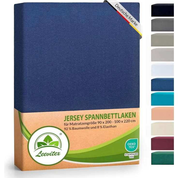 leevitex® Spannbettlaken Luxus Elasthan Jersey Spannbettlaken, Gummizug: Rundum-Gummizug – Bild 1
