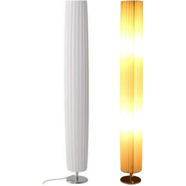 TRANGO LED Stehlampe, 120RL Design Plissee LED Stehleuchte *NIZZA* Stehlampe inkl. 2x 4 Watt E27 LED Leuchtmittel, Wohnzimmer Lampe, Standleuchte rund, Lampenschirm Durchmesser: 14cm Ø - Höhe: 120cm – Bild 1