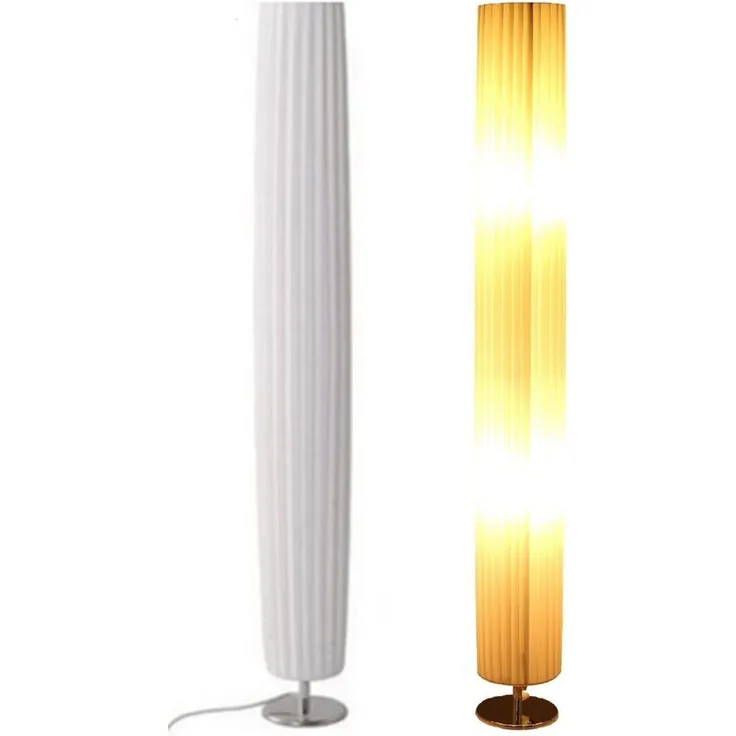 TRANGO LED Stehlampe, 120RL Design Plissee LED Stehleuchte *NIZZA* Stehlampe inkl. 2x 4 Watt E27 LED Leuchtmittel, Wohnzimmer Lampe, Standleuchte rund, Lampenschirm Durchmesser: 14cm Ø - Höhe: 120cm