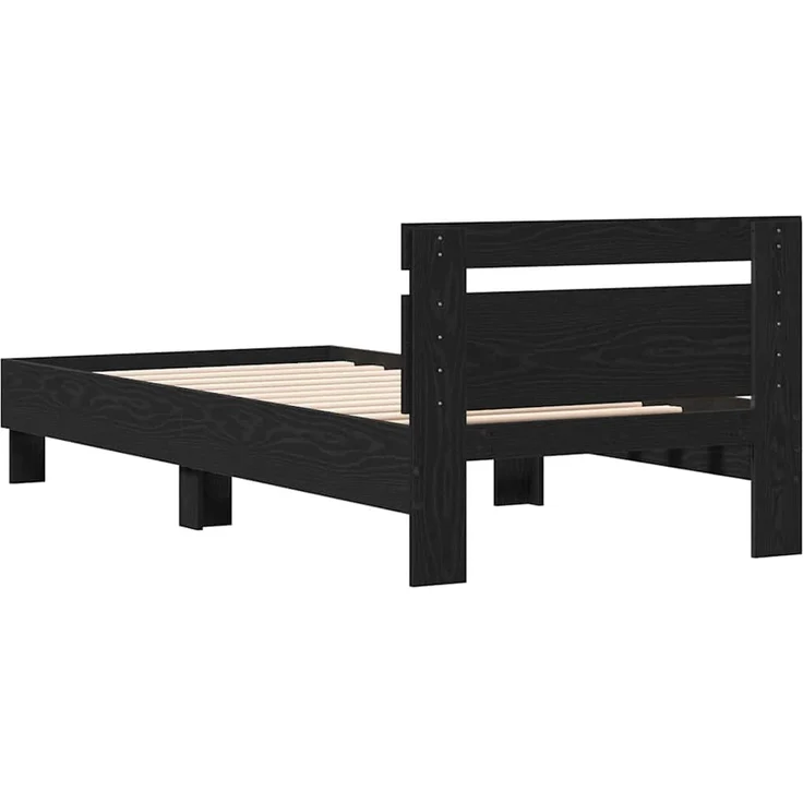 vidaXL Bettrahmen Schwarz Eichen-Optik 203 x 95 x 70 cm Holzwerkstoff 874114 – Bild 7